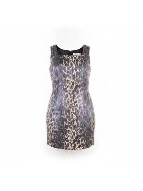 Cdc Petites Womens Animal Print Dress Sleeveless Fitted Short Brown/Black Size 6